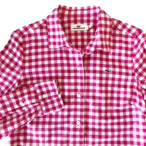 Vineyard Vines Pink and White Gingham Button Down Shirt - Size 2